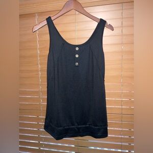 Black Sleeveless Top with Button Detail